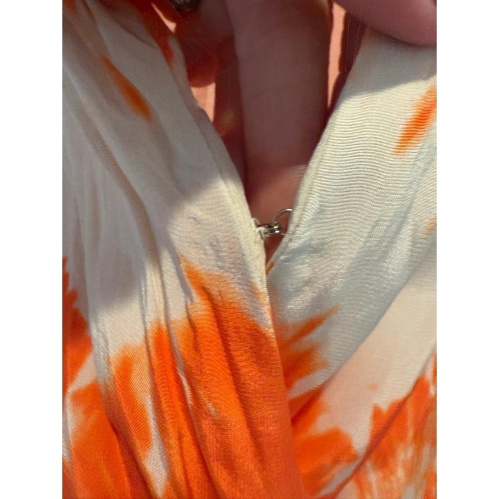 ROCOCO SAND Womens Mini Dress Size S Orange Off-White Tie-Dye Long Sleeve Collar - Picture 4 of 8